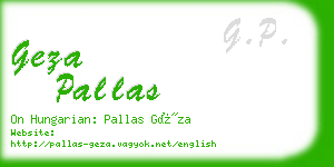 geza pallas business card